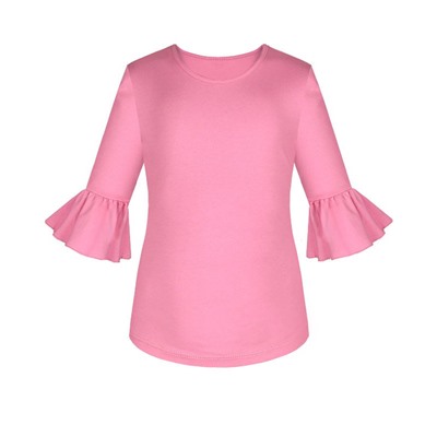 Розовый джемпер (блузка) для девочки с воланами. 84092-ДОШ21