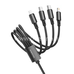 USB кабель 4в1 Lightning/micro USB/Type-C*2 1.0м BOROFONE BX72 (черный) 2.0A