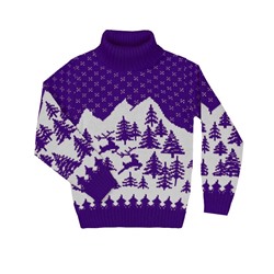 Фиолетовый вязаный свитер для девочки 353110-ПВ18