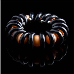 Резинка-пружинка для волос с матовыми бусинами " KRA-2242 " черный/оранжевый