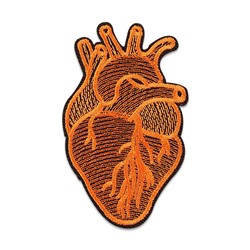 NS034 Нашивка Оранжевое сердце 75х40мм