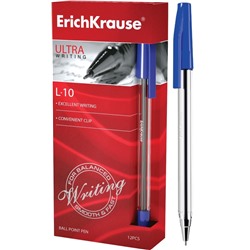 Ручка шариковая 0,7 мм, синяя "ULTRA L-10" (ErichKrause)
