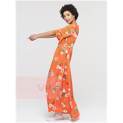 Платье женское 211-3638; Ш75 ярко-оранжевый цветы