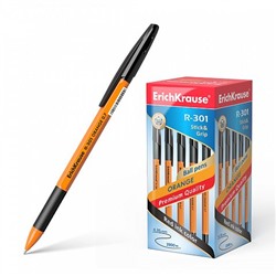 Ручка шариковая 0,7 мм, черная "R-301 Orange Stick&Grip" (ErichKrause)
