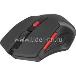 Мышь беспроводная DEFENDER Accura MM-275/52276 оптическая 6 кнопок,800/1600dpi (черная/красная)