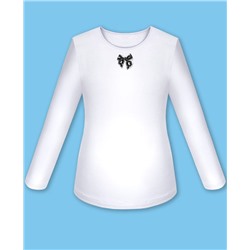 Школьный белый джемпер (блузка) с бантиком для девочки 802011-ДОШ91