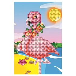 Алмазная мозаика 10х15см "Красивый фламинго" на карт.,с част. зап.,с мольб.,11 цв.