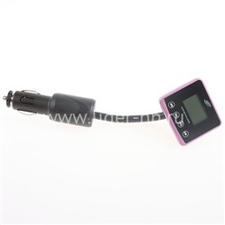 MP3 FM Modulator ((USB/SD/Micro SD/дисплей/пульт/гибкий кронштейн) розовый AB-111