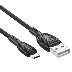 USB кабель micro USB 1.0м BOROFONE BX86 силиконовый (черный) 2.4A