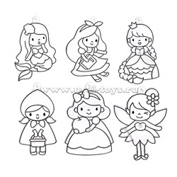 Витражи-мини набор 16 : Русалочка, Белоснежка, Золушка, Принцесса, Красная шапочка, Дюймовочка