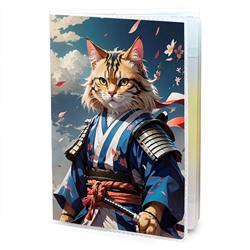 MOB606 Обложка для паспорта ПВХ Кот самурай