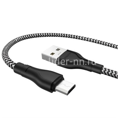 USB кабель micro USB 1.0м BOROFONE BX39 (черный/белый) 2.4A