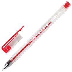 Ручка гелевая STAFF Basic GP-789, КРАСНАЯ, корп,прозрач,, хром,детали, узел 0,5 мм,142790