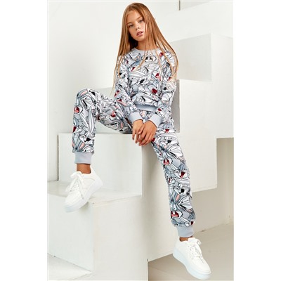 Брюки для девочки CRAZY GETUP "Looney Tunes" AW21GJ0804 серый