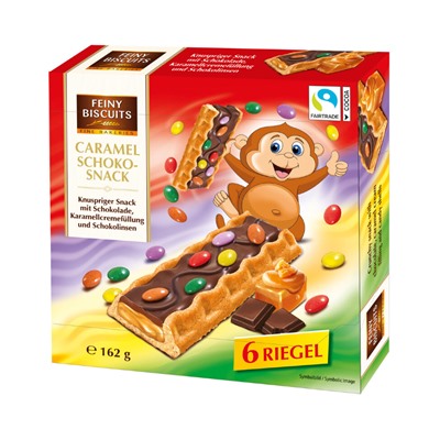 Бисквиты Feiny Biscuits Caramel schoko-riegel с карамелью 162 гр