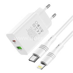 СЗУ Type-C to Lightning 1 USB выход QC3.0+PD 20W (5V-3.0A/9V-2.0A/12V-1.5A) BOROFONE BA56A (белый)