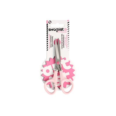 Ножницы для аппликаций и шитья 13,5см розовые ручки SAA55N