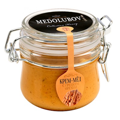 Мёд-суфле Медолюбов с грецким орехом (бугель) 250мл