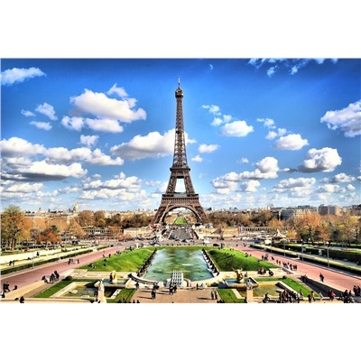 Алмазная мозаика (блест)30х40см. частич.заполн. "Эйфелева башня в Париже" (Арт. ASG036)
