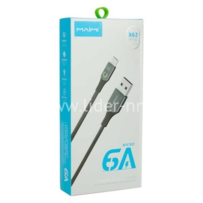USB кабель micro USB 1.0м MAIMI X62 (черный) 6A
