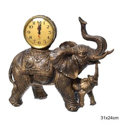 Часы статуэтка Слон со слоненком / 3660A /уп 8/