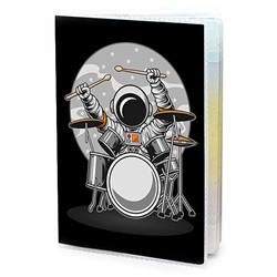 MOB533 Обложка для паспорта ПВХ Космонавт барабаны