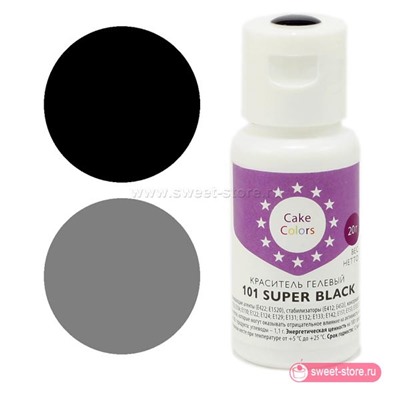 Краситель гелевый CakeColors 101 Super Black, 20 гр