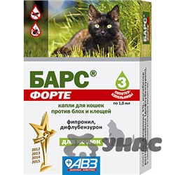 Барс Форте Капли от блох и клещей для кошек 3 дозы АВ1153/АВ713 x10/100
