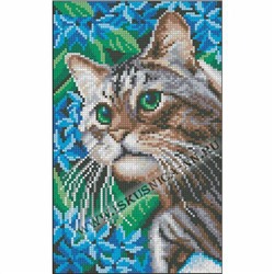 Кот в синих цветах (набор для вышивания крестом)