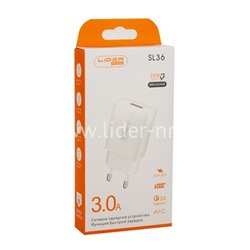 СЗУ Lider Mobile 1 USB выход QC3.0 25W (5V-3.1A/9V-2A/12V-1.5A) белый (в коробке)