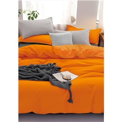 Постельное белье Павлина Манетти полисатин оранжевый/серый S19