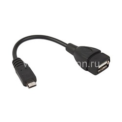 USB кабель (OTG) для Micro USB 0.2м черный Perfeo