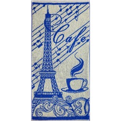 Полотенце 30х60 махровое Кафе-Париж-1 4781 (синий)