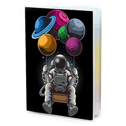 MOB539 Обложка для паспорта ПВХ Космонавт воздушные шарики