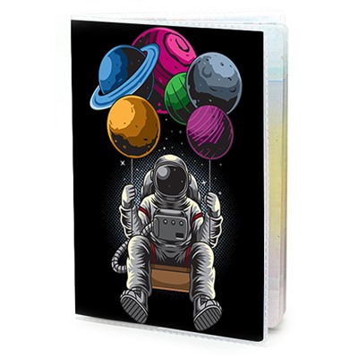 MOB539 Обложка для паспорта ПВХ Космонавт воздушные шарики