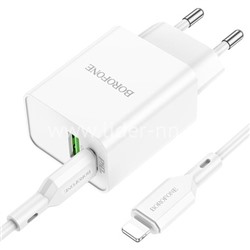 СЗУ Type-C to Lightning 1 USB выход QC3.0+PD 20W (5V-3.0A/9V-2.0A/12V-1.5A) BOROFONE BA69A (белый)