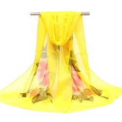 Шифоновый шарф узор цветы жёлтый