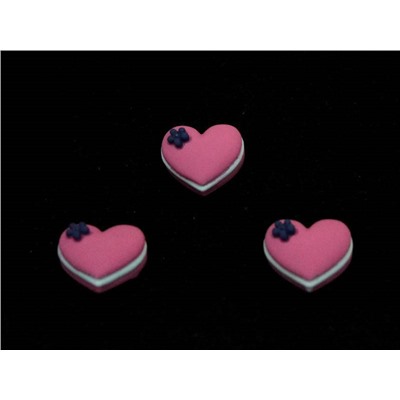 L76(6) Кабошоны (пластик) 20мм сердечки розовые