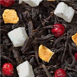 Вечерний чай Смесь цейлонского черного чая, ягод брусники, кусочков яблока, цедры лимона и листьев мяты.