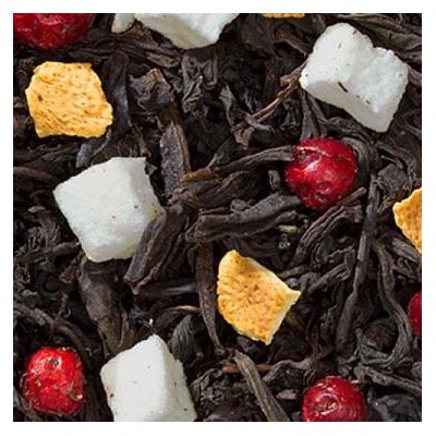 Вечерний чай Смесь цейлонского черного чая, ягод брусники, кусочков яблока, цедры лимона и листьев мяты.