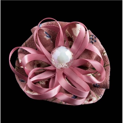 Резинка с текстильным декором и атласными лентами " KRA2481 " дымчато-розовая