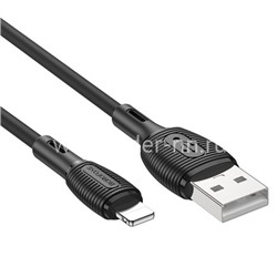 USB кабель Lightning 1.0м BOROFONE BX86 силиконовый (черный) 2.4A