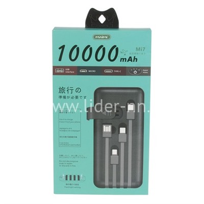 Портативное ЗУ (Power Bank) 10000mAh (MAIMI Mi7) USB/Micro/Type-C/Lightning/дисплей (черный)