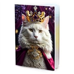 MOB780 Обложка для паспорта Белый кот с короной