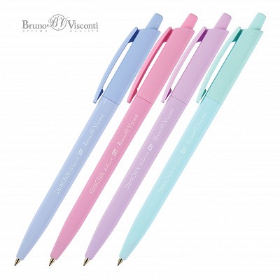 Ручка шариковая автоматическая 0.5 мм, синяя SlimClick "Zefir" (BrunoVisconti)