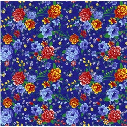 Ткань фланель 150 см Цветы (синий)