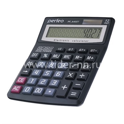 Калькулятор Perfeo (PF_A4027) бухгалтерский; 12-разр., GT (черный)