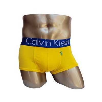 Трусы Calvin Klein желтые с синей резинкой Бразилия A025