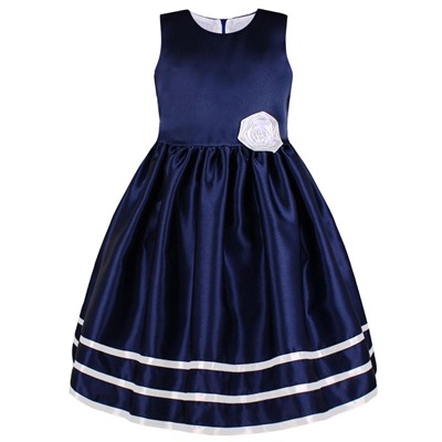 Нарядное синее платье с лентами для девочки 84341-ДН19