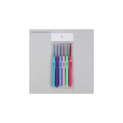 Набор крючков для вязания, d = 2,5-5 мм, 14 см, 6 шт, цвет МИКС